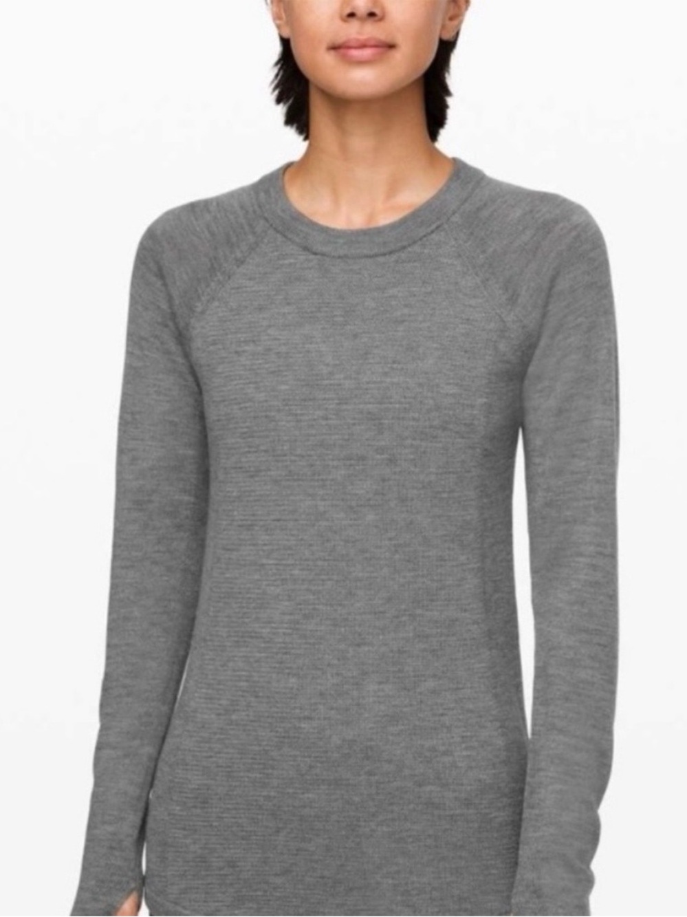 Lululemon Sit in Lotus 100% Merino Wool Longline Gray Sweater Size 8 - Flaw